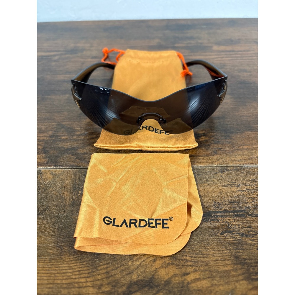 Glardefe Black Wrap Shield Sunglasses Silver Star Accents Y2K Cyberpunk Shades